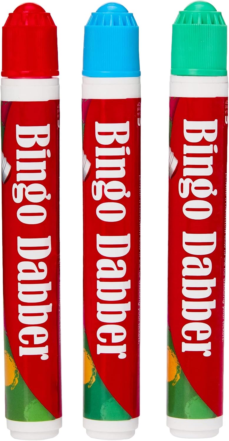 Pheleam Bingo Dabbers - 4 Pack, 12 Dabbers, Bright Red, Blue, and Green, Non-Drip Bingo Pens, Perfect for Bingo Nights at Bingo Halls & With Friends and Family, Mess-Free Pens