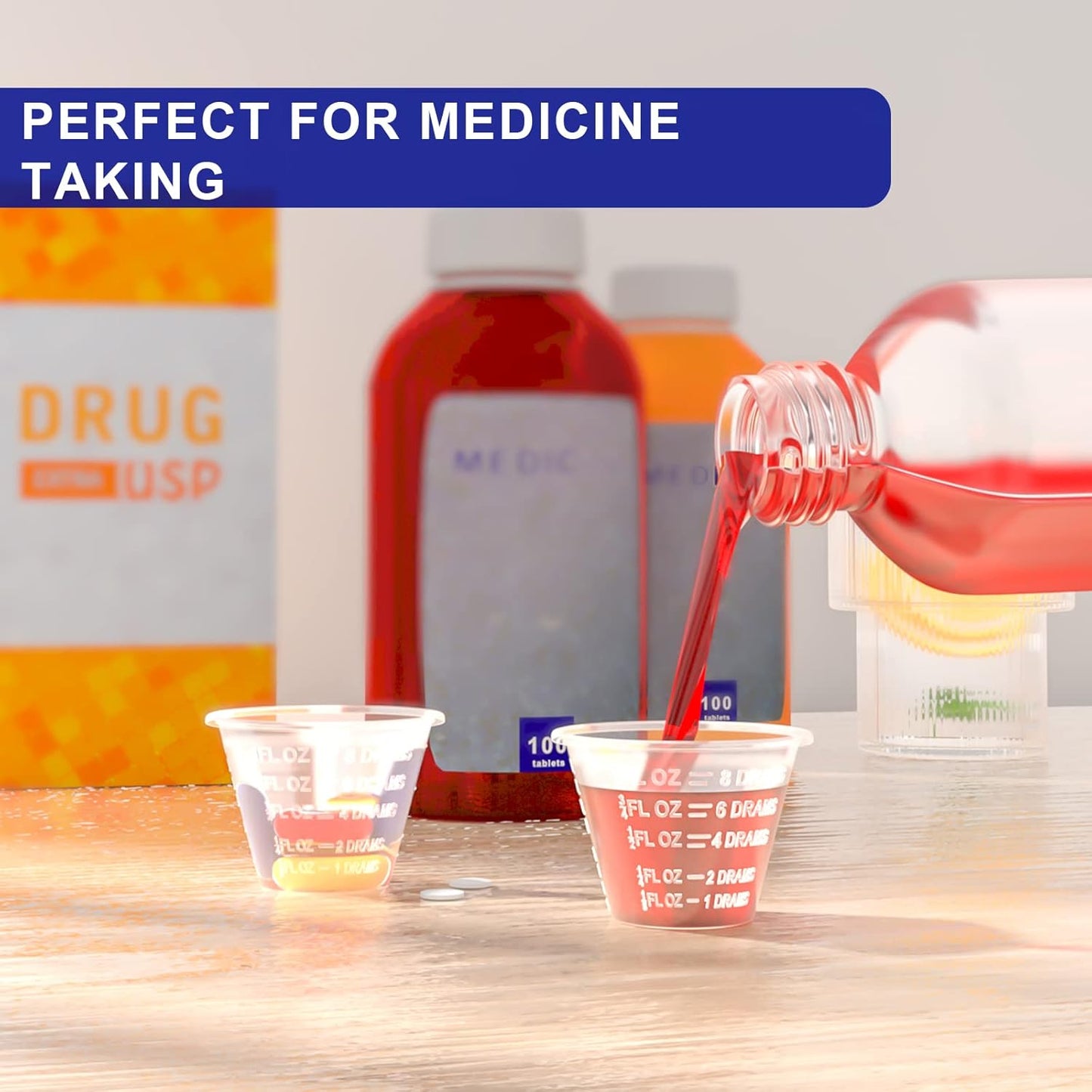 ReliMedPro Graduated Reusable Small Plastic Medicine Cups, Bulk Pack of 100, 1 OZ (30ml) Measuring Cups for Liquid Medication, Paint, epoxy, Pills and Resin