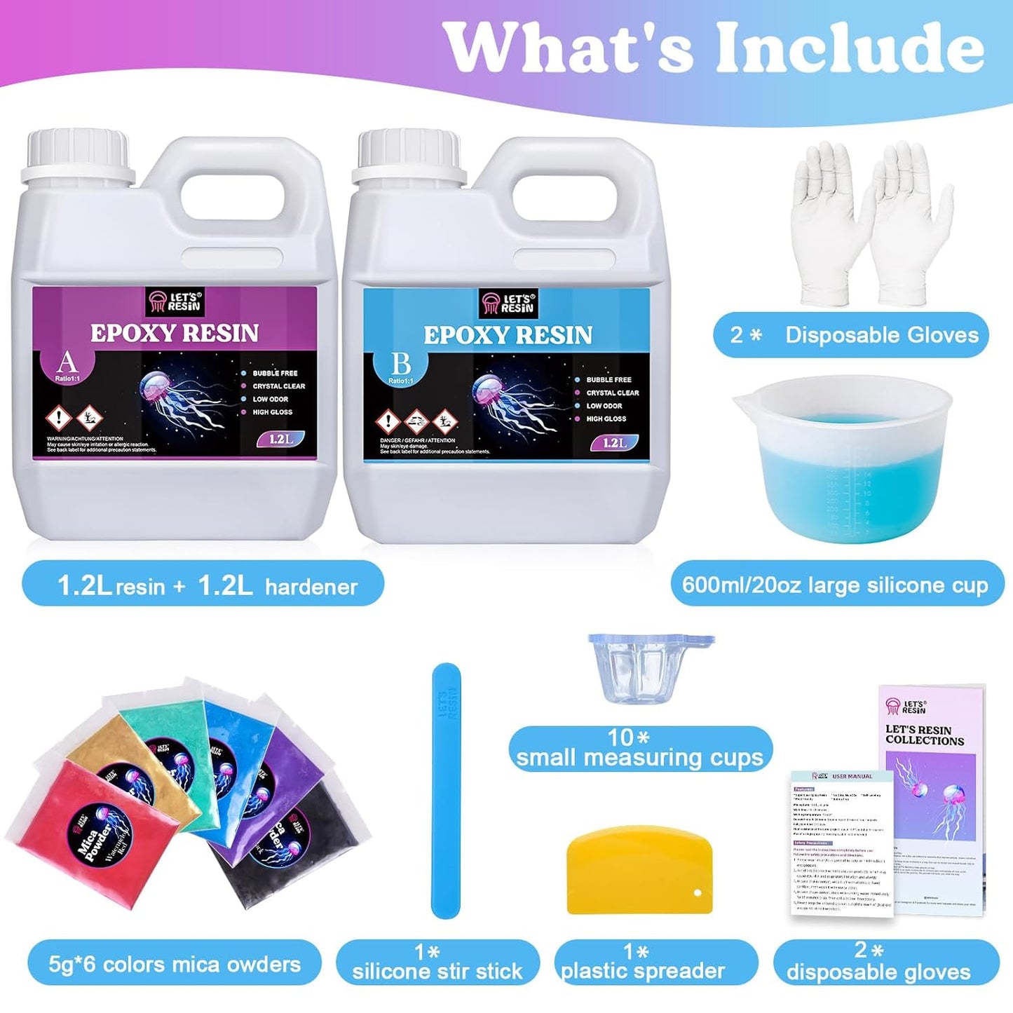 LET'S RESIN Clear Epoxy Resin Kit 2.4L – Bubble Free for Tumblers, Molds & Jewelry
