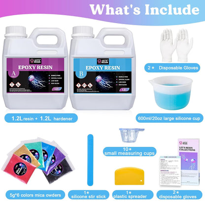 LET'S RESIN Clear Epoxy Resin Kit 2.4L – Bubble Free for Tumblers, Molds & Jewelry