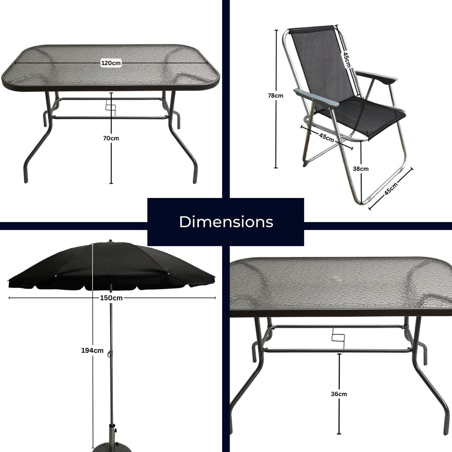 Samuel ALEXANDER 6 Person Garden Furniture Sets With Parasol Patio Dining Table And Chairs Set, Includes 6 Chairs, Table and Parasol