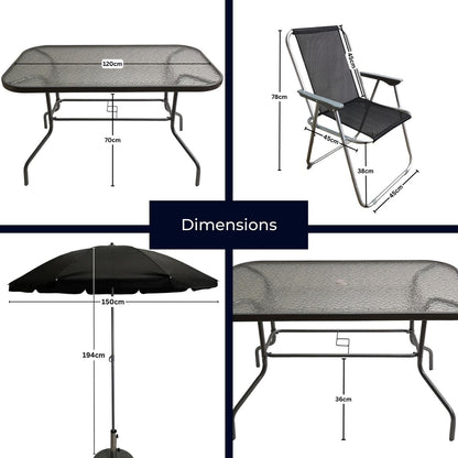Samuel ALEXANDER 6 Person Garden Furniture Sets With Parasol Patio Dining Table And Chairs Set, Includes 6 Chairs, Table and Parasol