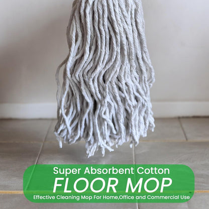 LSC Cotton Floor Mops Looped String Mop with 120cm Long Stainless Steel Handle Extra Replacement Mop Head Scratch-Free Absorbent Classic for Tile Wood Floor Kitchen Bathroom