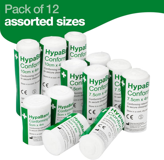 White HypaBand Conforming Bandages, Assorted - Pack of 12