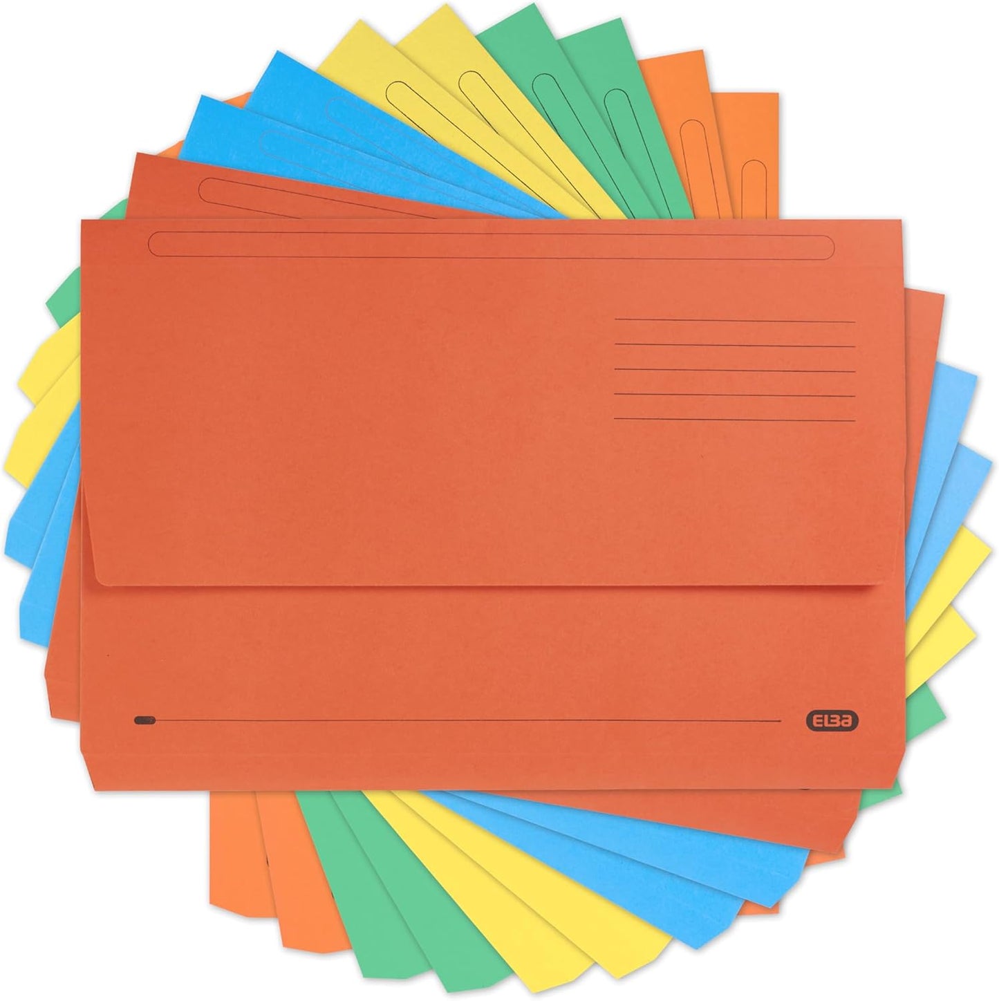 Elba A4+ Foolscap Document Wallets – Assorted Colors, Pack of 10 Durable Folders