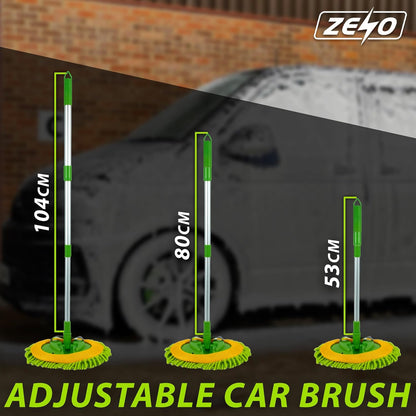Car Cleaning Brush – Includes 2 Ultra-Soft Mop Heads & Extendable Pole (53–104cm) for Scratch-Free Effortless Shine