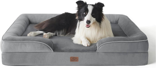 Bedsure Orthopedic Dog Sofa Bed – Washable, Waterproof, Flannel Cover, Large Size