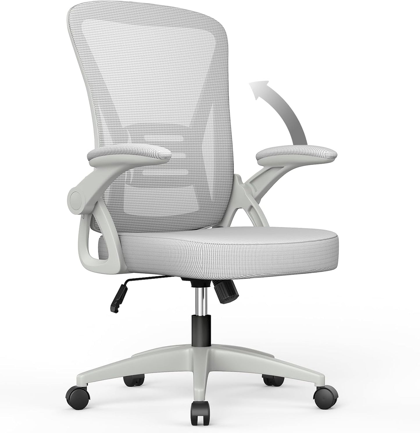 Ergonomic High Back Office Chair with Lumbar Support & Flip-Up Arms for Home Desk