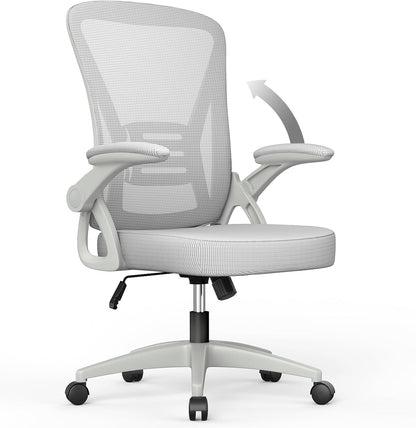 Ergonomic High Back Office Chair with Lumbar Support & Flip-Up Arms for Home Desk
