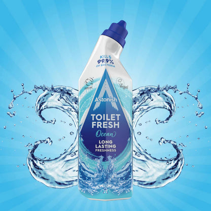 Astonish Toilet Fresh Gel, Kills 99.9% of Bacteria, Limescale Prevention, 750ml, Ocean