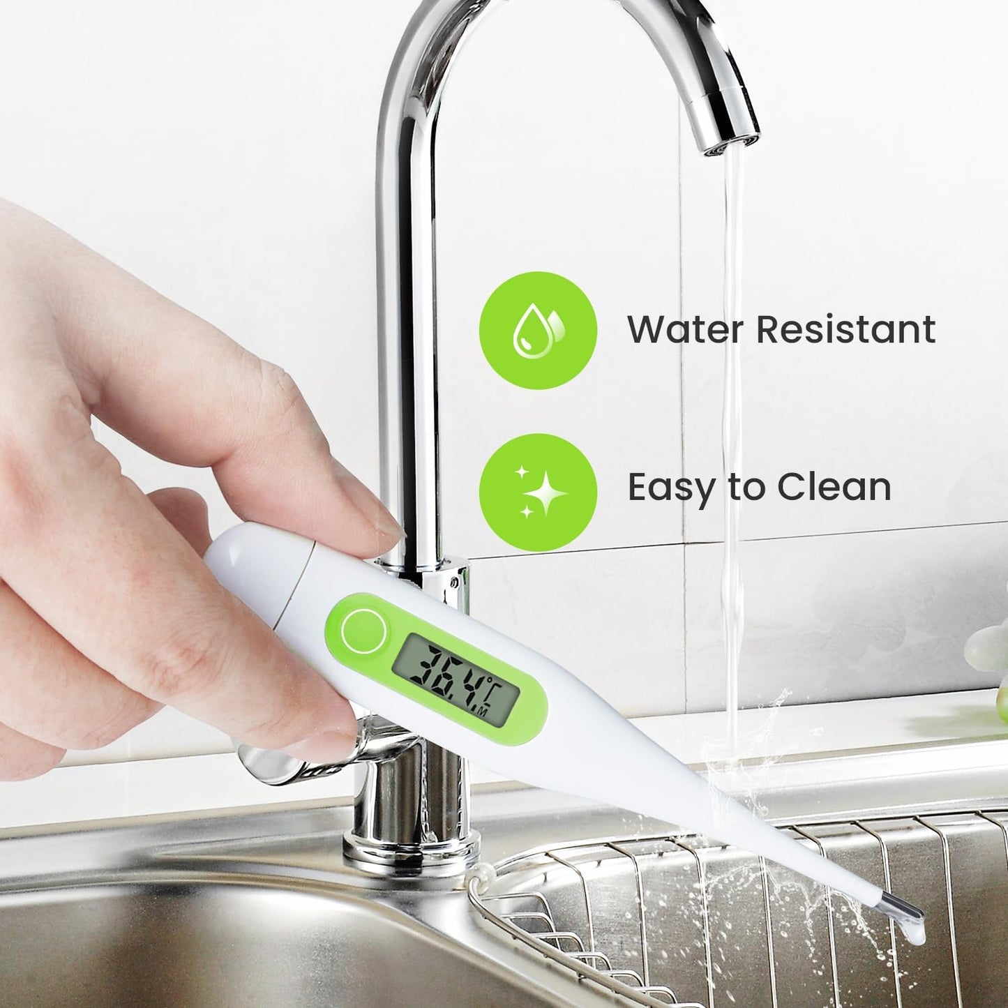 Digital Oral Thermometer for Adults & Kids – Fast, Accurate & Fever Indicator - Green