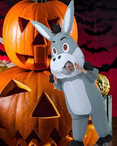 Inflatable donkey Costume, Donkey Costume Adult Inflatable Costumes Adult Size Full Body Blow up Costumes for Adults Women Men Inflatables Fancy Funny Suit for Halloween Carnival Party