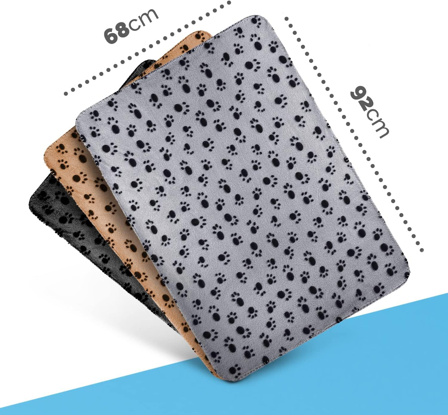 3 Pack Soft Flannel Pet Blankets - Machine Washable, Lightweight, Cozy for Dogs & Cats