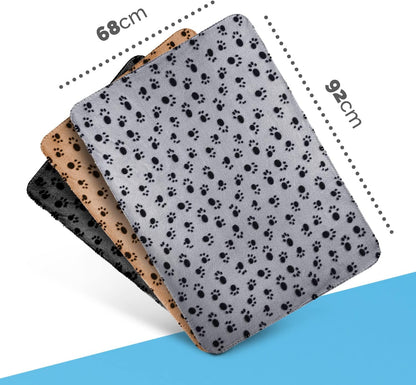 3 Pack Soft Flannel Pet Blankets - Machine Washable, Lightweight, Cozy for Dogs & Cats