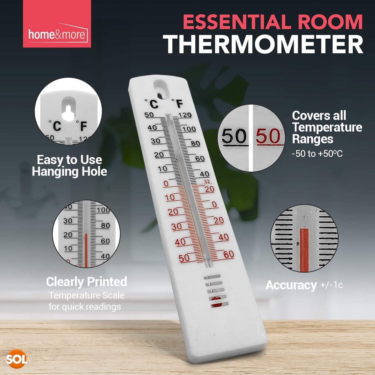 2-Pack Wall Thermometer – Indoor/Outdoor Temp Monitor, Easy Mount, Accurate Reading