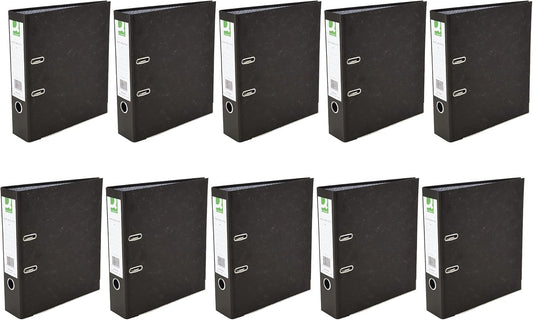 Q-Connect A4 Lever Arch Files Black – 10 Pack Durable Ring Binder Office Folder