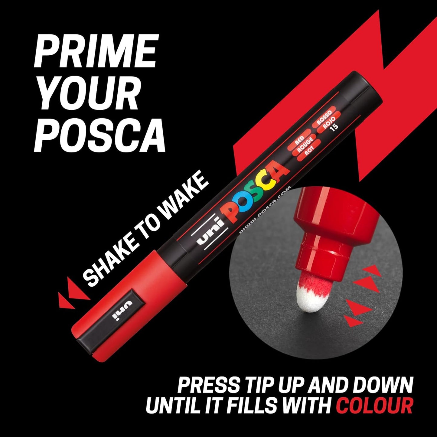 Posca Paint Pens, Permanent Markers, Water-Based, Ideal for Rock Painting, Canvas, Glass, Wood, Metal, Fabric, Colouring, Arts and Crafts for Kids and Adults, Fade Resistant (Standard - 5M - 9pc)