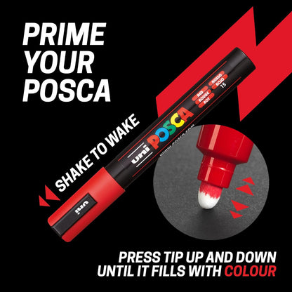 Posca Paint Pens, Permanent Markers, Water-Based, Ideal for Rock Painting, Canvas, Glass, Wood, Metal, Fabric, Colouring, Arts and Crafts for Kids and Adults, Fade Resistant (Standard - 5M - 9pc)