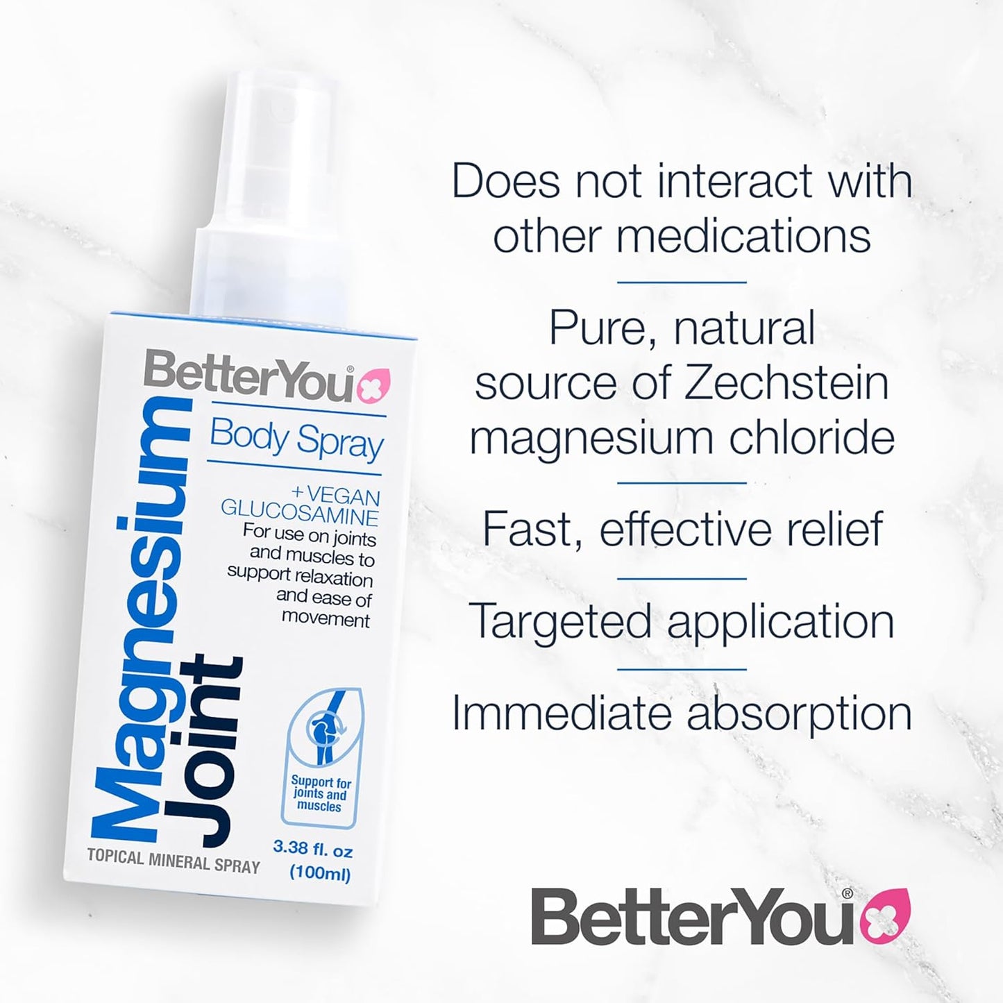 BetterYou Magnesium Joint Spray 100ml – Glucosamine for Muscle & Joint Relief