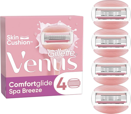 Gillette Venus Spa Breeze Razor Refills for Women – 4 Comfortglide Blades Pack
