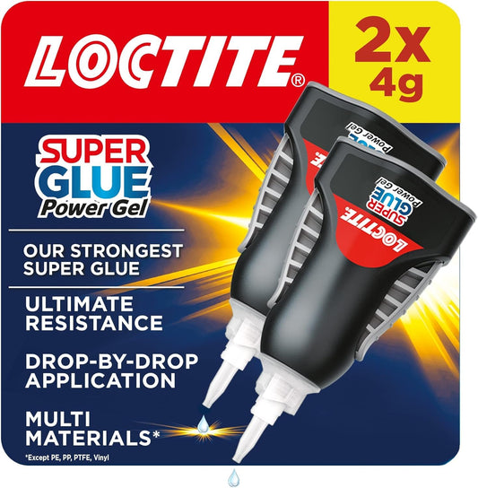Loctite Power Gel Super Glue – No-Drip, Flexible, Clear, 2x4g with Precise Nozzle