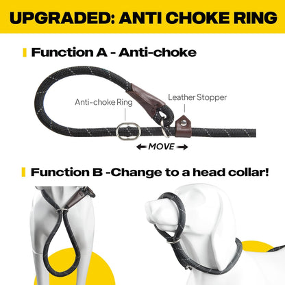 Reflective Slip Rope Dog Leash – 1.8m Durable No-Collar Lead for All Breeds