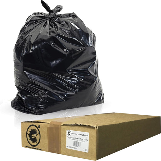 DCS 200 Heavy Duty Black Bin Bags 80L – Strong Trash Sacks for Home & Office Use