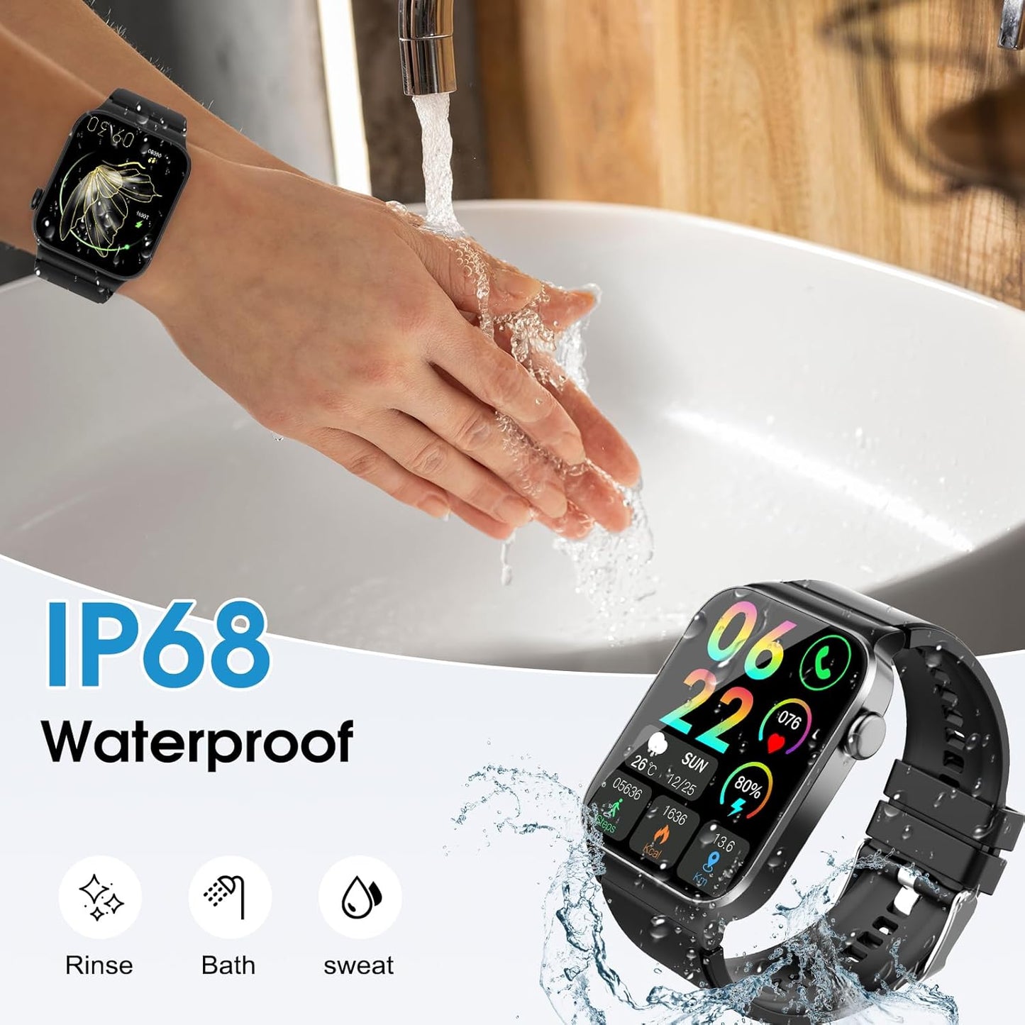 Smart Watch with Call Function, 1.85'' HD Fitness Tracker, Heart Rate & Sleep Monitor