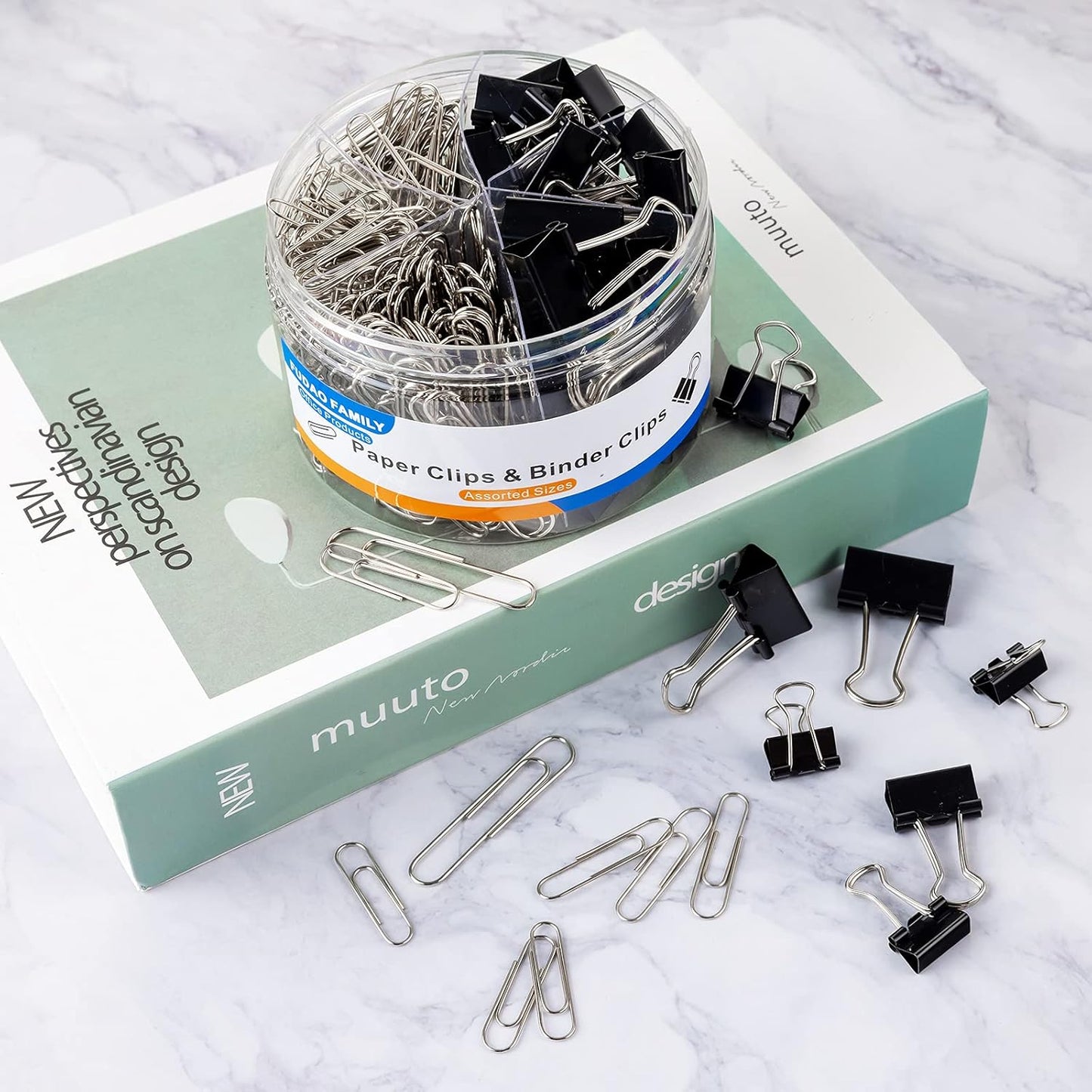 340 PCS Paper Clips Binder Clips, Silver Paper Clips Assorted Sizes 28mm 33mm 50mm, Foldback Clips Assorted Sizes 15mm 19mm 25mm, Black Bulldog Clips Assorted Sizes