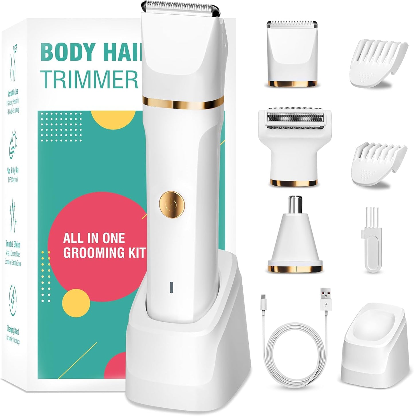 3-in-1 Lady Shaver & Bikini Trimmer – Waterproof, Painless Razor for Body & Face