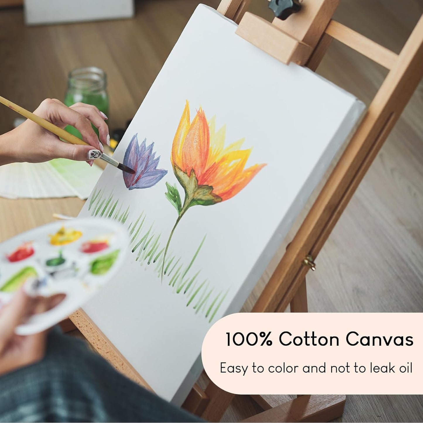 STATIONERY ISLAND 24x30cm Stretched Canvas 4 Pack, A4 Canvas for Painting 100% Cotton Acid Free Professional Art Canvases for Acrylic Oil Gouache Watercolour(9“ X 12”)