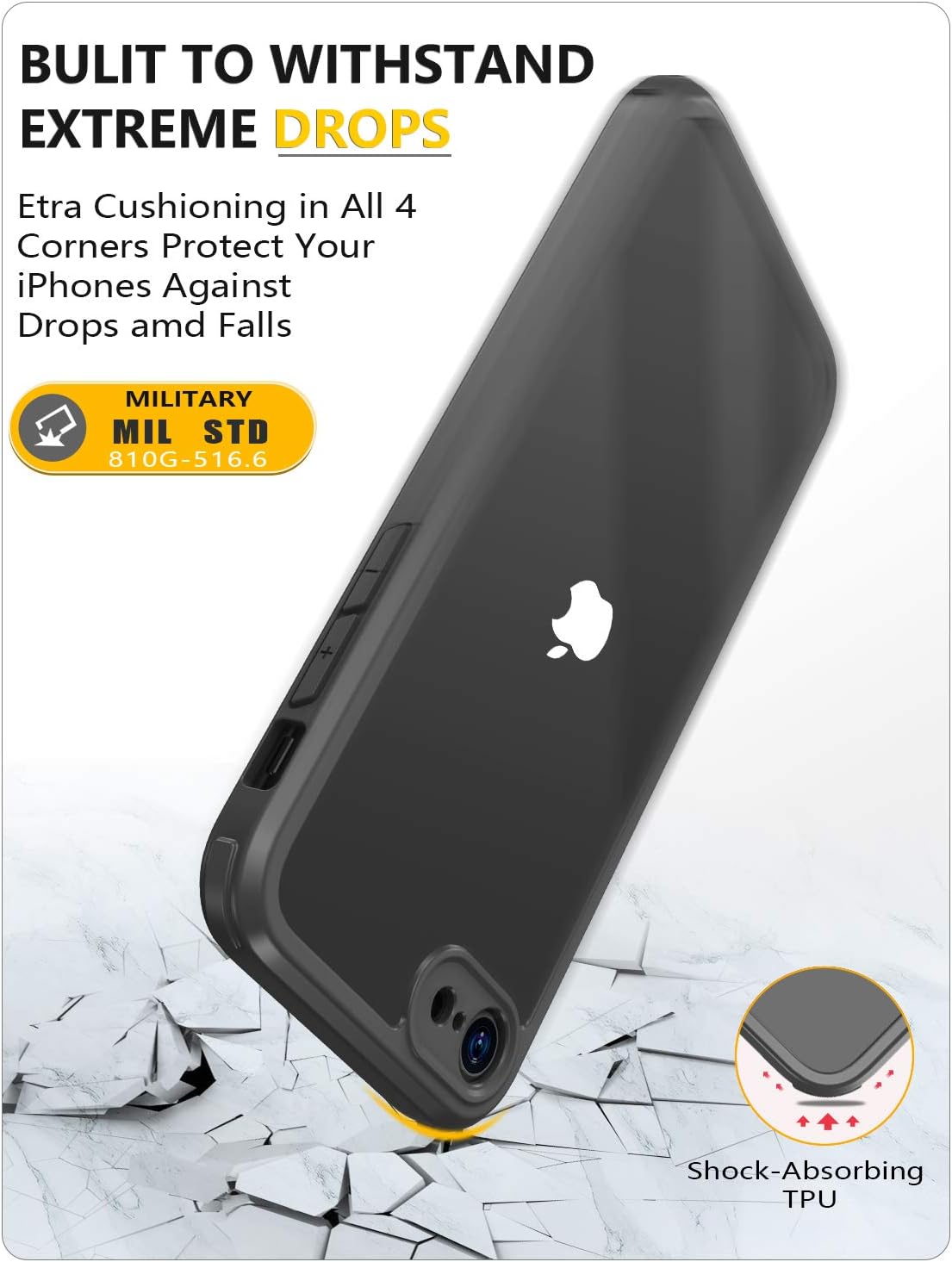 iPhone SE 2020/2022 Case with Glass Protector – 360° Shockproof Transparent Cover