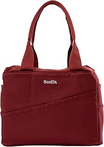 Soolla Studio Bag: Pottery Tool Bag & Craft Storage, Art Supply Organizer, Washable Tote, Knitting Yarn, Crochet Projects, 30 Pockets, 20+ Canvas Colors, Gift for Artists & Teachers (Sangria Red)