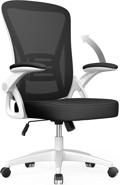 Ergonomic High Back Office Chair with Lumbar Support & Flip-Up Arms for Home Desk