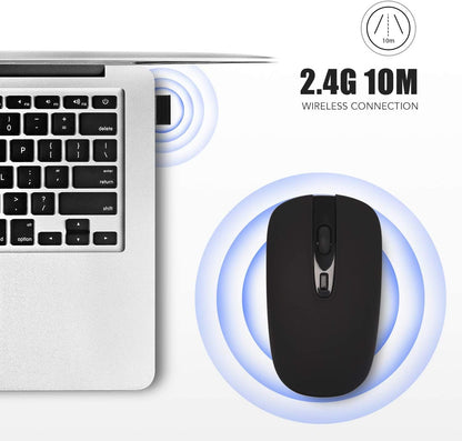 Wireless Mouse, 2.4G Slim Portable Wireless Mouse for Laptop Silent Mouse Ergonomic Cordless Design with USB Nano Receiver Compatible with PC Mac Computer Macbook Notebook (Black)
