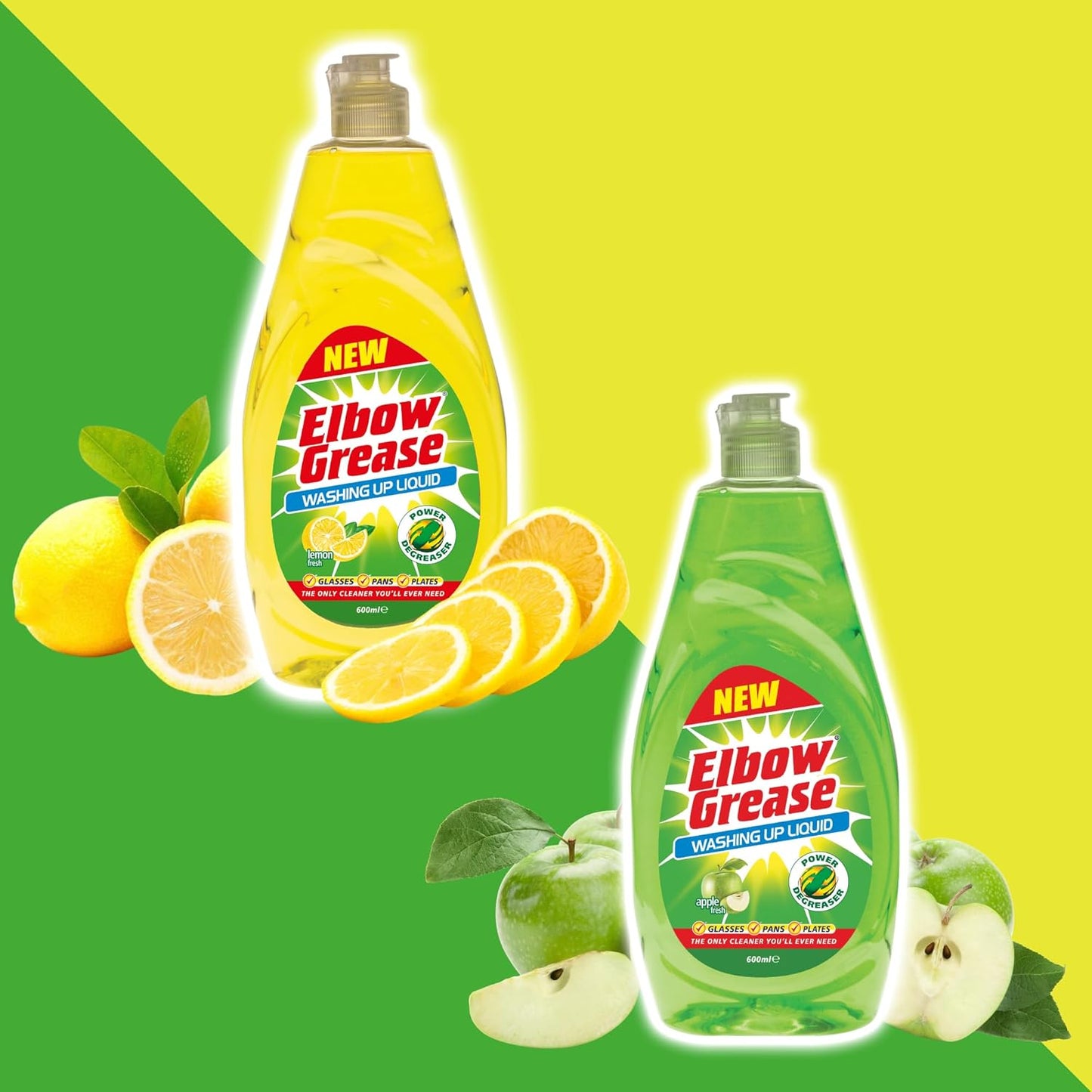Elbow Grease Apple Dishwashing Liquid 600ml – Powerful Grease Remover for Dishes