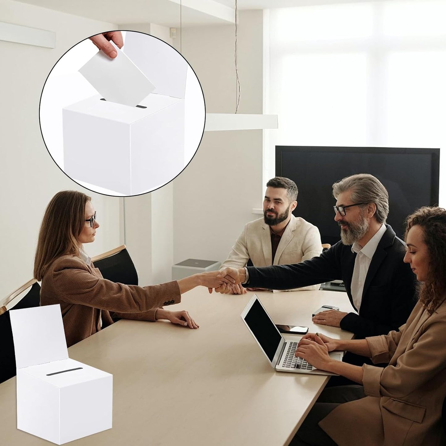 Ballot Box,Suggestion Box,Foldable Cardboard Ballot Boxes,Feedback Card Boxs,with Slotted Removable Heads,for Donations,Charity Voting Collecting Fundraising Party Raffle Comment Wedding Blessings