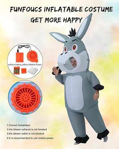 Inflatable donkey Costume, Donkey Costume Adult Inflatable Costumes Adult Size Full Body Blow up Costumes for Adults Women Men Inflatables Fancy Funny Suit for Halloween Carnival Party