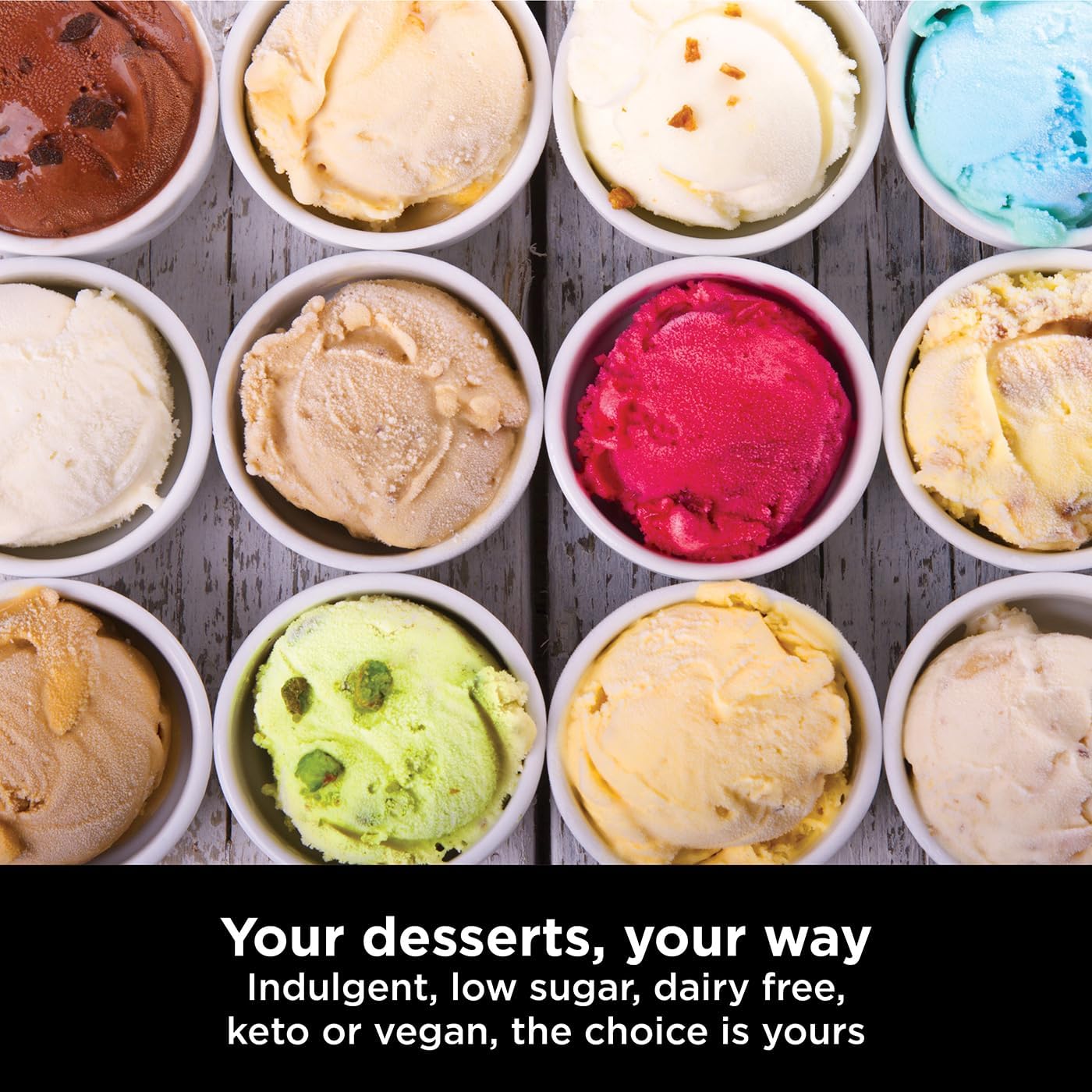 Ninja CREAMi Ice Cream & Dessert Maker – 7-in-1, 3 Tubs, 1.4L, Black/Silver