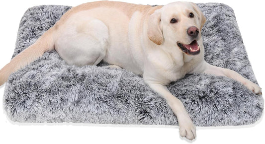 Washable Calming Dog Bed – Plush Anti-Anxiety Crate Mat with Non-Slip Bottom