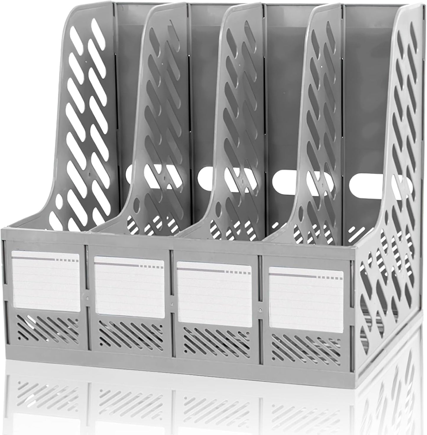 KXF Plastic A4 File Organiser Desktop Office Organizer Documents Magazines Holder Office Desk Storage Kitchen Organiser Rack Dividers 4 Compartments File Frame Cabinet Home School Folder Bookshelf