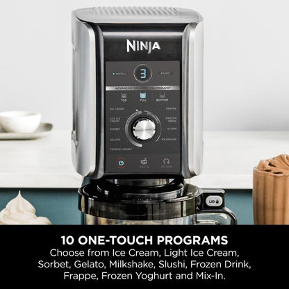 Ninja CREAMi Deluxe Ice Cream & Dessert Maker – 10-in-1, 3 Tubs, Silver NC501UK