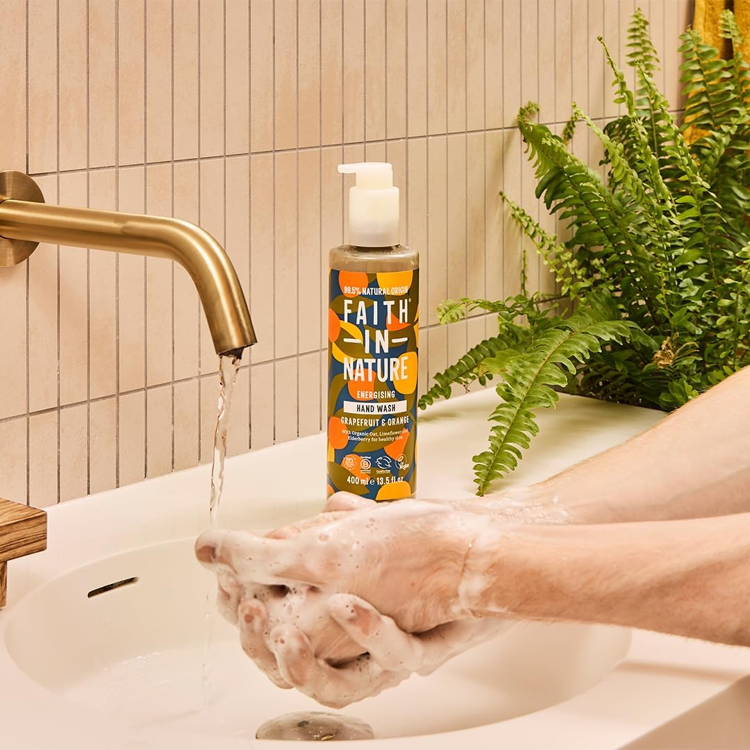 Faith In Nature Natural Grapefruit and Orange Liquid Hand Wash, Energising, Vegan and Cruelty Free, No SLS or Parabens, 400 ml