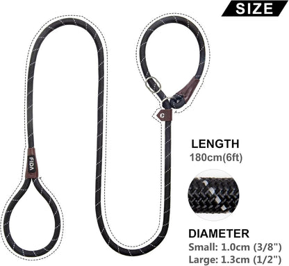 Reflective Slip Rope Dog Leash – 1.8m Durable No-Collar Lead for All Breeds