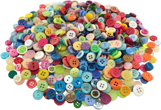 1000PCS Buttons for Crafts,Mixed Colours and Sizes Round Resin Buttons for Sewing,DIY Knitting,Handmade Crafts,Decorative Projects,Cardigans(4 Holes)