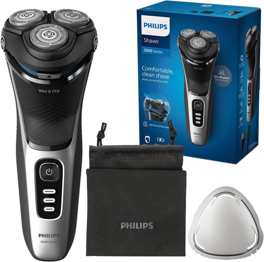 Philips 3000 Series Wet & Dry Electric Shaver for Men with SkinProtect Tech & Trimmer