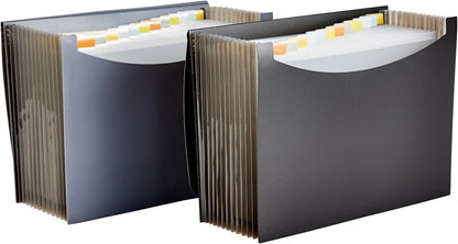 A4 Expanding File Folder – Black Document Organizer with Pockets for Office & School