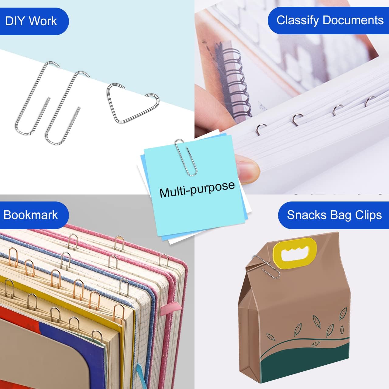 JIKIOU Paper Clips Assortment – 750 Count Box, Includes Small (28mm), Medium (33mm), and Large (50mm) Sizes