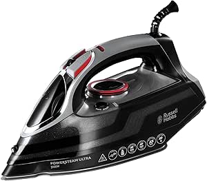 Russell Hobbs Steam Iron [3100W, 210 g/min extra steam boost, 70 g/min steam] Power Steam (350ml, ceramic soleplate, self-cleaning & spray water function, anti-limescale, drip stop) 20630