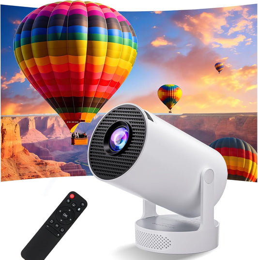 Portable Mini Projector with WiFi 6 & Bluetooth 5.0, 4K 1080P, 280 ANSI Lumens for Home & Outdoors